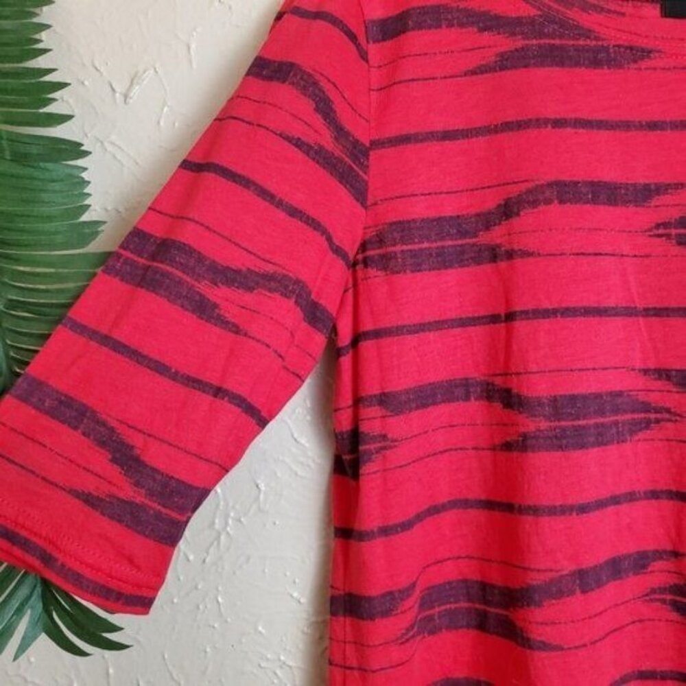J. Crew Ikat Southwestern Striped 3/4 Blouse Top Red XS X Small Pullover Cotton - Picture 4 of 5